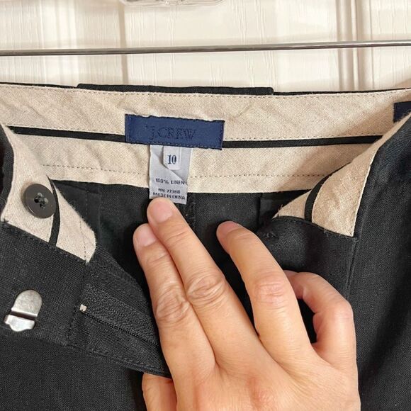 J. Crew Linen City Fit Career Casual Flat Front Wide Leg Unlined Pants - Picture 13 of 14